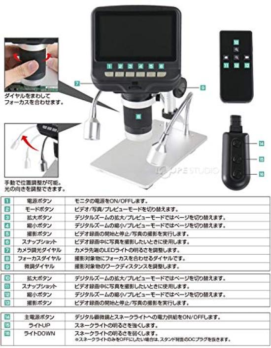 3R Digital Microscope Microscope Stand with LCD Monitor Up To 200x Monitor (3R Solution) 4.3-inch 3R-MSLCD43