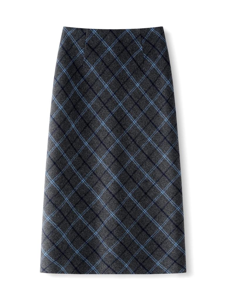 American Retro High Waist Plaid Woolen Skirt - Women's Autumn/Winter 2025 Bodycon Design