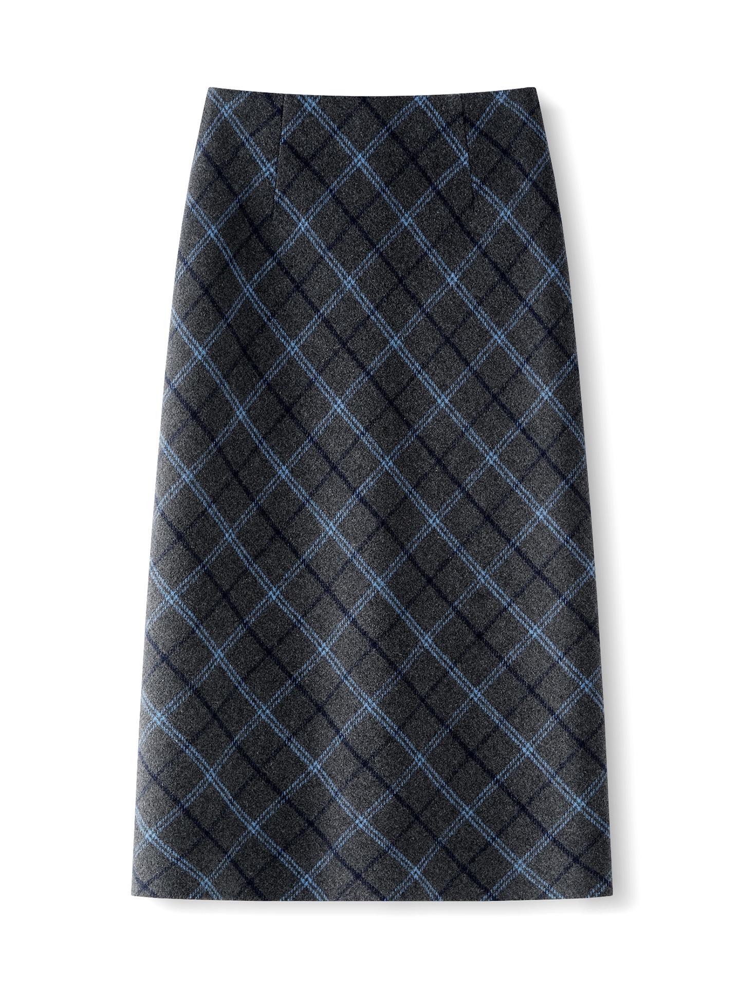 American Retro High Waist Plaid Woolen Skirt - Women s Autumn/Winter 2025 Bodycon Design 28/L (106-115 jin)