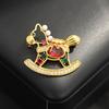 Chinese Style Cute Red Diamond Colored Lucky Bag Pony Brooch Exquisite Immediately Rich Animal Zodiac Small Pin Female