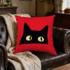 1pc Cartoon Black Cat Face Cushion Cover Red Yellow Eyes Pillowcase For Sofa Bedroom Home Decor Soft Comfortable Throw Pillow Ca
