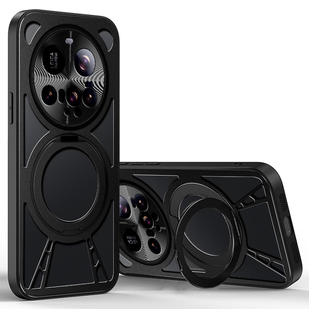 For Xiaomi 15 Ultra Case Magnetic Kickstand Hollow Heat Dissipation Silicone+PC+Metal Bumper Phone Cover