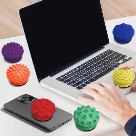 6Pcs/Set Silicone Textured Mushroom Sensory Toy with Suction Cup Anxiety Stress Relief Sensory Stone Mini Textured Worry Stone Fidget Toy