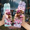 1PC Just A Little Moody Bear Floral Print 750ml Color Plastic Sports Water Bottle Leakproof Flip Straw Lid Suitable for Sports Office Home Use