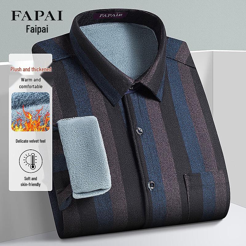 FAPAI Men s Fleece Lined Business Casual Shirt 38