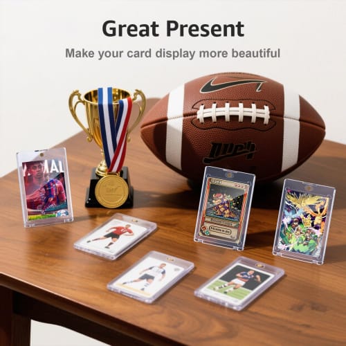 SAMYUCHO 100PT Magnetic Card Holders for Trading Cards, 15-Pack Card Touch Holder, UV Protection Baseball Card Display Case with Hard Plastic Protecto