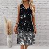 Plus Size V Neck Sleeveless Lush Bamboo Valley Stream Scenery Print For Outdoor Summer Wear
