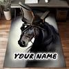 1PC Custom Name Elegant Horse Portrait Theme Floor Mat Ideal for Living Room, Game Rooms, Office, Bedroom, Floor Mat Playful Design