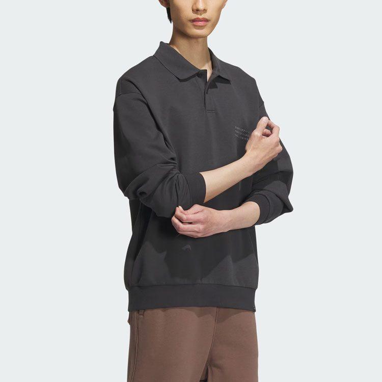 Adidas Polo Shirts Men's Carbon Black Polo Collar Thickened Straight Fit IS7419