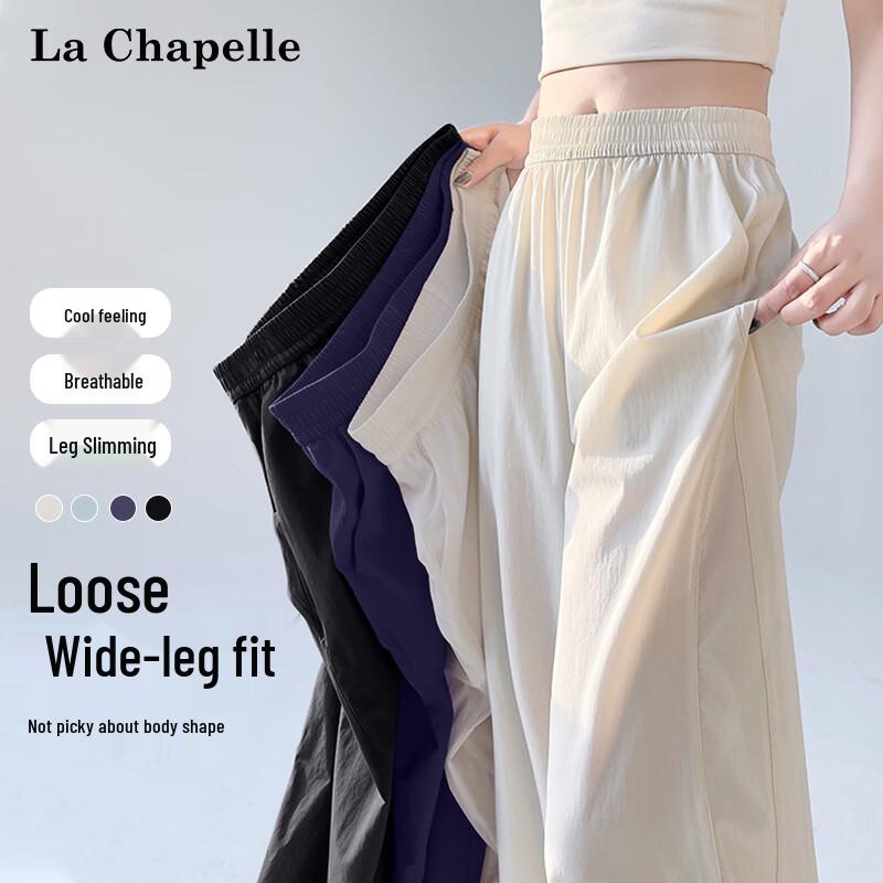 La Chapelle Women s Cooling Ice Silk Wide-Leg Pants M