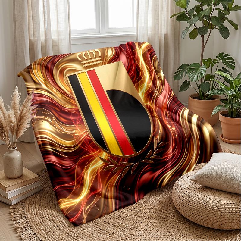 Belgium Football Printed Flannel Blanket Skin Friendly Warm Decorative Throw for Indoor Couch Bed Daily Use