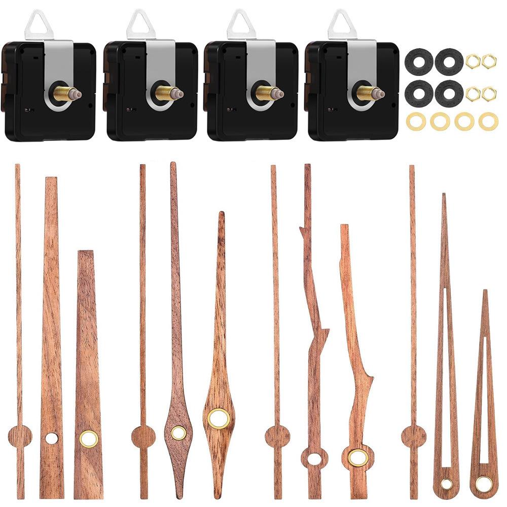 Silent DIY Cross-Border Long Shaft Clock Movement with Walnut Wood Hands - 4 Styles Available