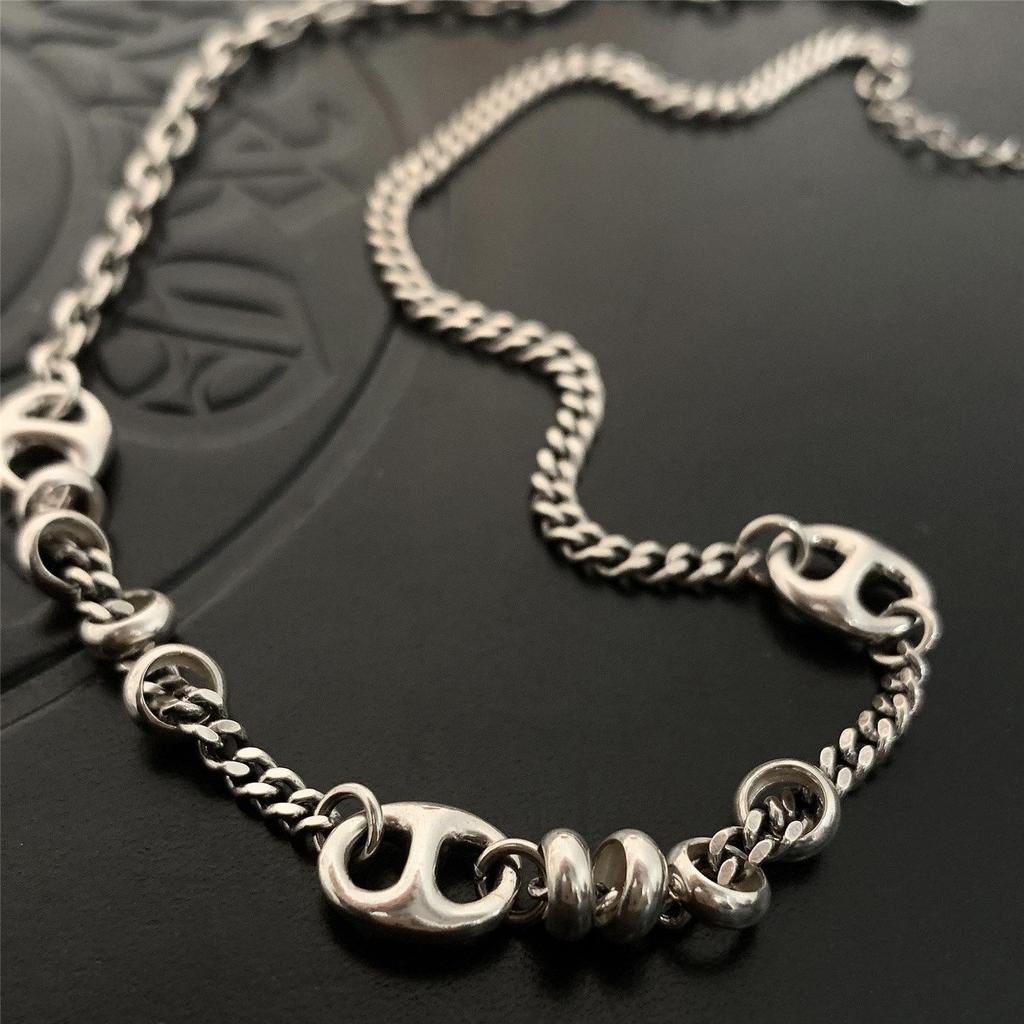 Yinruitai S925 Sterling Silver Retro Pig Nose Spliced Women's Necklace - Light Luxury, High-End Design