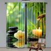 2D Flat Printing 2pcs Curtain Window Drapes Bamboo Serenity Scene Digital Printed Polyester Drapes Festive Wall Decor Perfect