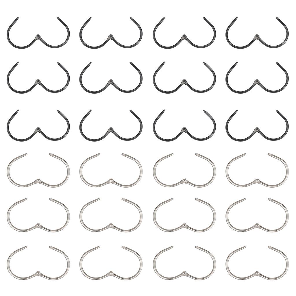 24Pcs Metal Shower Curtain Hooks Rings Shower Hooks for Shower Curtain Liner Rust Proof Shower Rings Bathroom Accessory