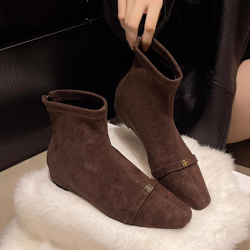 

Модные ботильоны Мех Женские балетки Дизайнерские замшевые туфли Модные женские ботинки Уютные 2025 Новые Зимние Повседневные Платье Ботас Пара Мухер Сапатос 35 коричневый