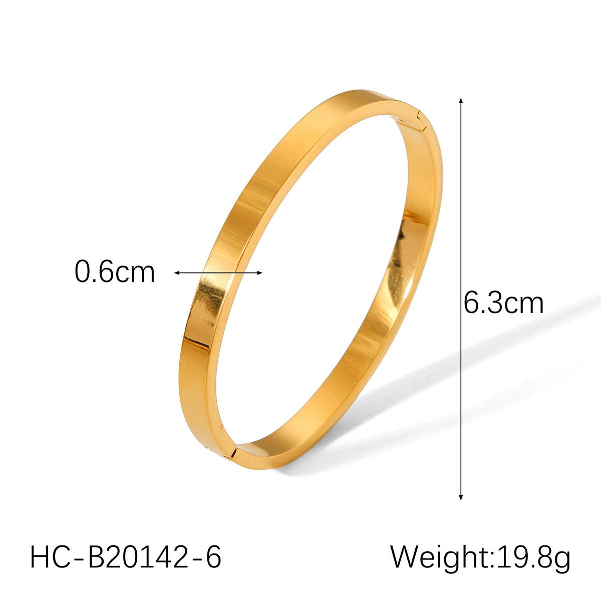 Minimalist Titanium Steel Bangle, Ins Style Fashionable Versatile Stainless Steel Gold Plated Polished Bracelet