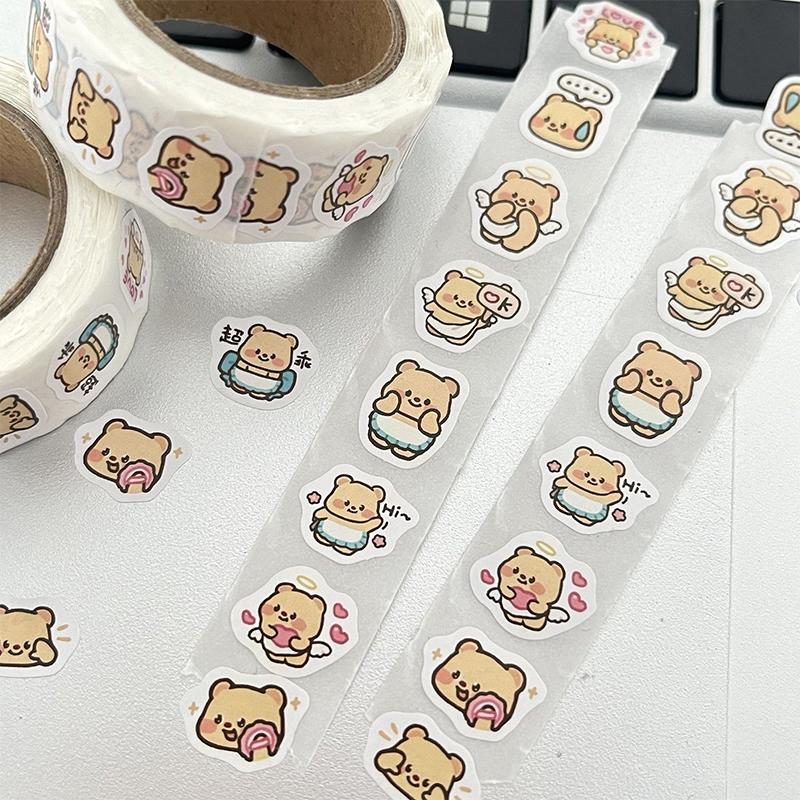500Pcs/Roll Cute Round Seal Stickers Rolls Stickers Graffiti Luggage Stickers Toys