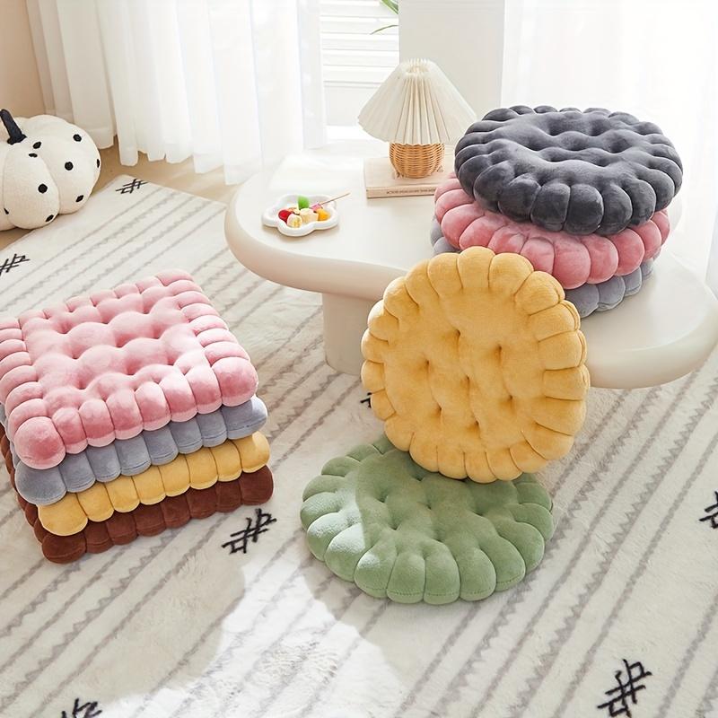 [Cuscino Morbido per Meditazione] 1 pz Morbido Cuscino in Peluche per Meditazione, Cuscino Rotondo in Poliestere per Sedia | Design Trapuntato con Bottoni, Imbottitura 100% Fibra di Poliestere, Versatile
