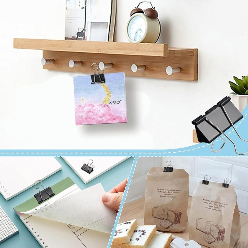 24Pieces Stainless Steel Binder Clip Metal Long Tail Clip Paper Clamps Foldback Clip for Food Bag Document Drawing Board