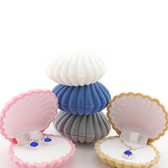 Portagioie A Conchiglia In Velluto, Organizer Compatto Per Anelli Orecchini E Collane, Elegante Custodia Da Viaggio O Da Comodino, Colore Rosa