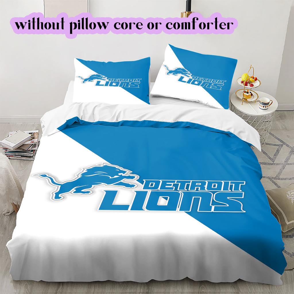 Detroit Lions Pattern Bedding,Quilt Set Quilt Cover Pillowcase Home Birthday Gift (1*duvet cover+2*pillowcase,without core)