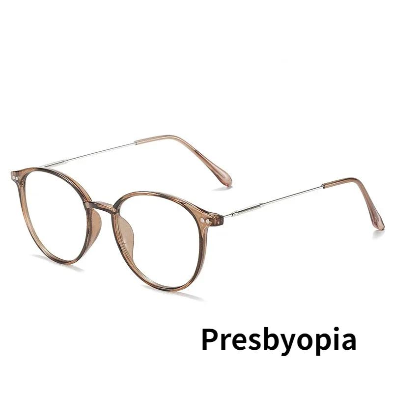 Ladies Round Frame Multifocal Presbyopia Glasses Anti Blue Light Finished Progressive Reading Eyeglasses Prescription Eyewear