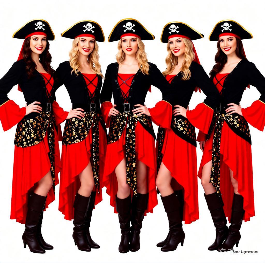 Women's Plus Size Pirate Costume, S-3XL - European & American Style, Sexy Halloween Cosplay Outfit