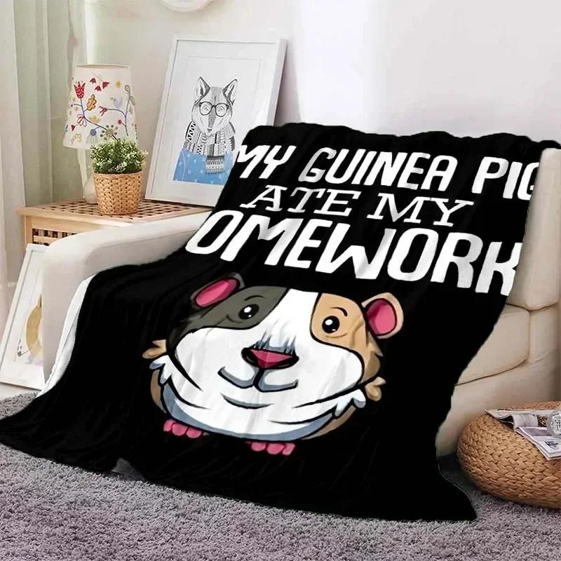 Kawaii The Capybara Club Home Cartoon Printed Blanket Picnic Blanket Warm Flannel Soft and Comfortable Home Travel Birthday Gift
