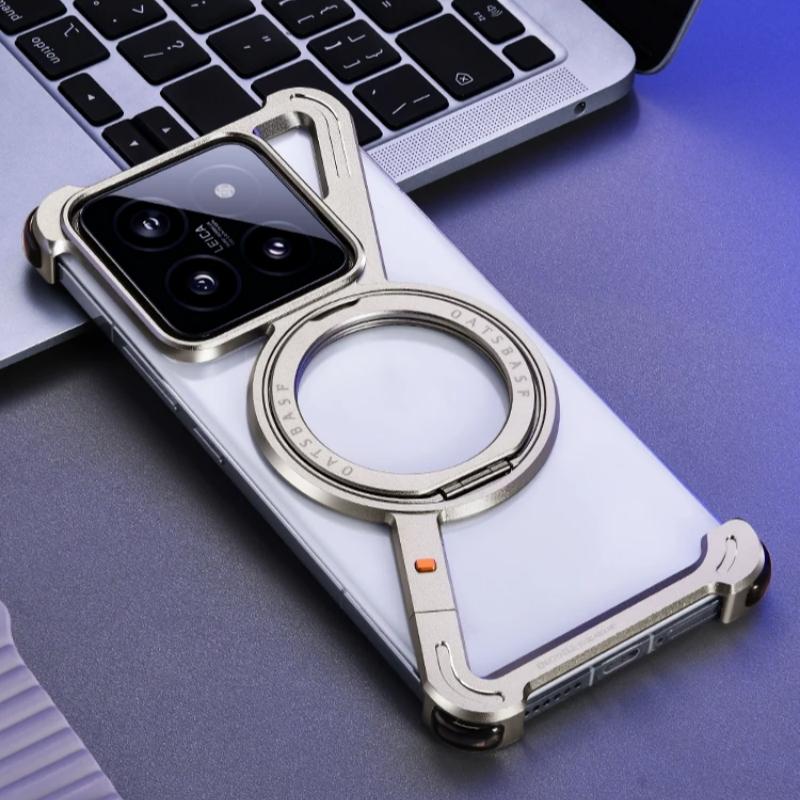 Z Alakú Fém Keret Magsafe Telefontok Xiaomi 14 15 Pro Ultra Számára Alumínium Ötvözet Keret Nélküli 360°-os Mágneses Tartó Ütésálló Borító