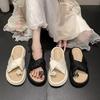 With skirts, slippers, women's summer wear 2025 new French toe muffin thick-soled sandals, new Chinese shoes Korean version