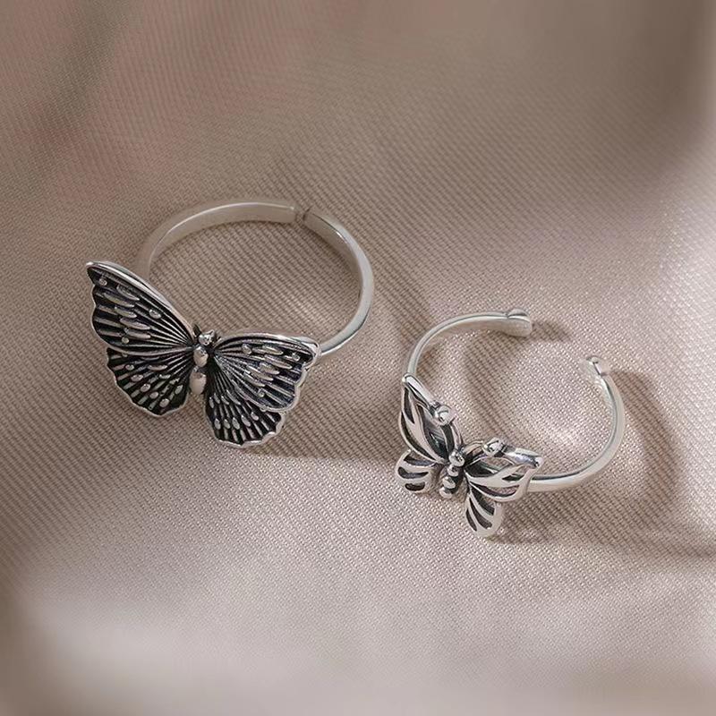 2 Teile/satz Vintage Ausschnitt Schmetterling Ring für Frauen Koreanische Silber Ring set Zubehör Schmuck