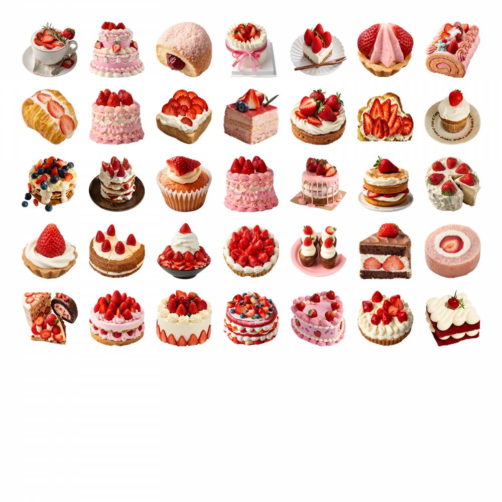 35pcs-50pcs Colorful Desserts Stickers Playful Strawberry Teacher Reward Stickers Funny Stickers For DIY Phone Laptop Scrapbook