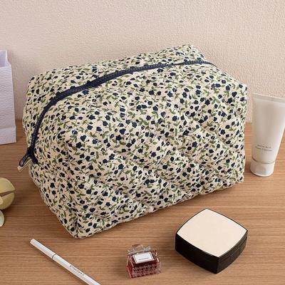 Flower Print Makeup Bag Large Capacity Travel Toiletry Organizer Portable Cosmetic Pouch Zipper Clutch for Women