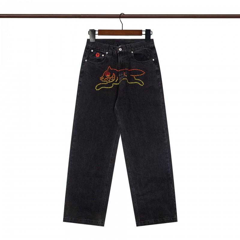 BBC ICECREAM Graphic Embroidered Denim Shorts Mens High Street Straight Leg Fashion Casual