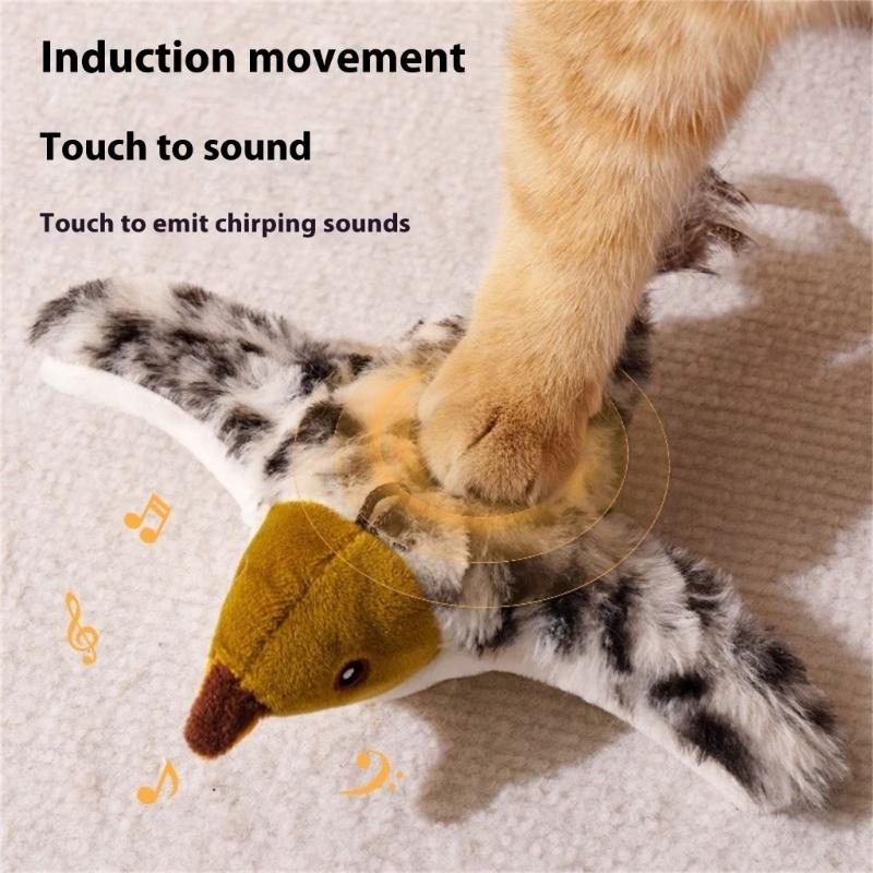 SelfMoving Electric Flocking Feathered Cats Teasing Toy with Life Like Bird Motion To Stimulate Pet Hunting and Chasing