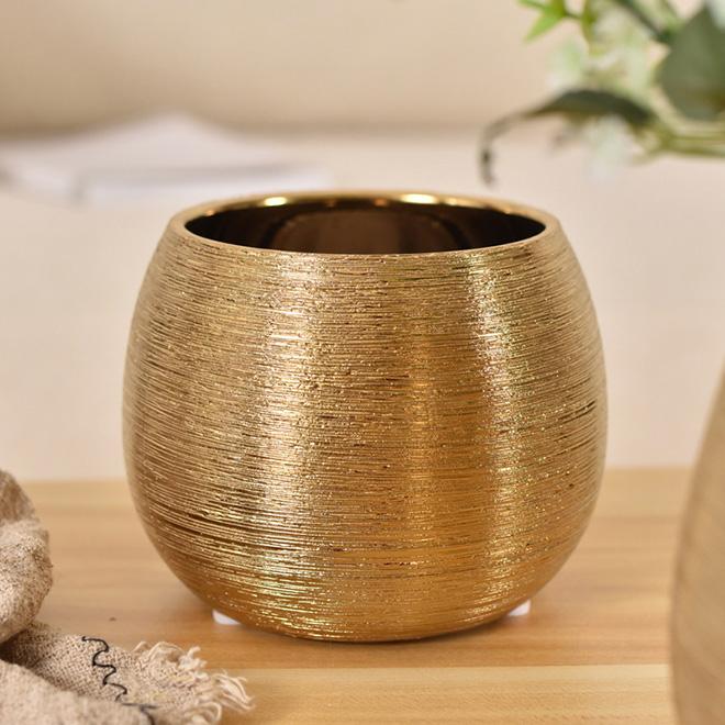 Dropshipping Ceramic Indoor Planters Gold Finish Small Flowerpot for Houseplants Succulents Pots Orchids Snake Plants for Garden