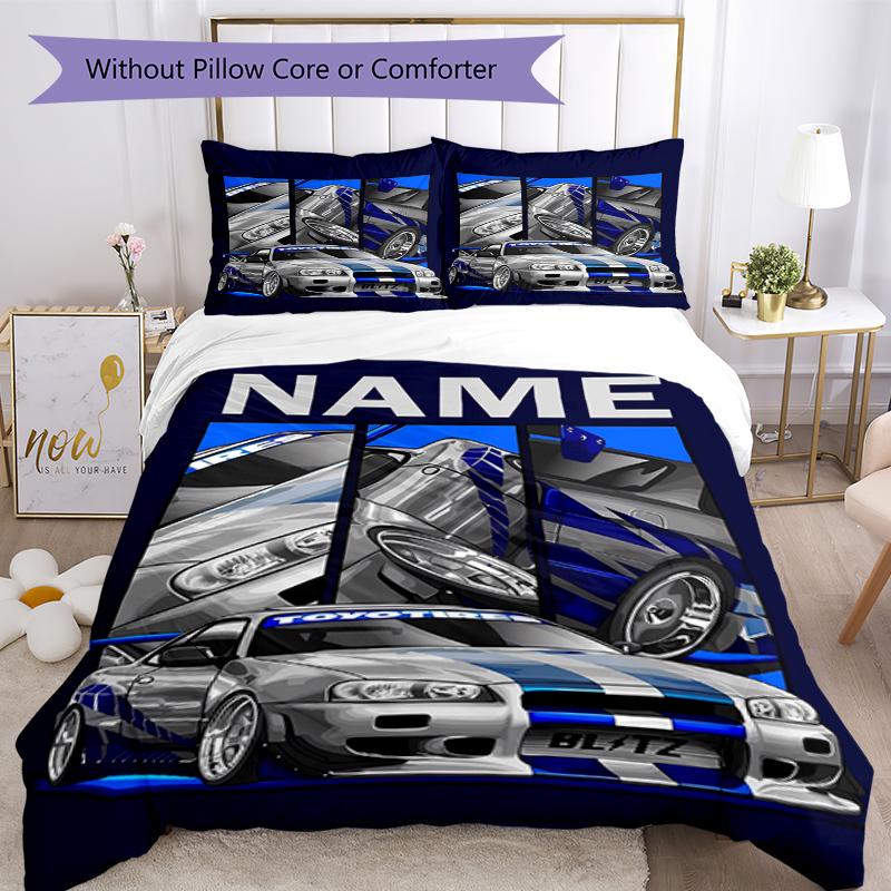 Set Biancheria da Letto Fast & Furious Personalizzato con Nome 3 Pezzi Copripiumino Chiusura Include 1 Copripiumino & 2 Federe, Morbido e Confortevole per Tutte le Stagioni.