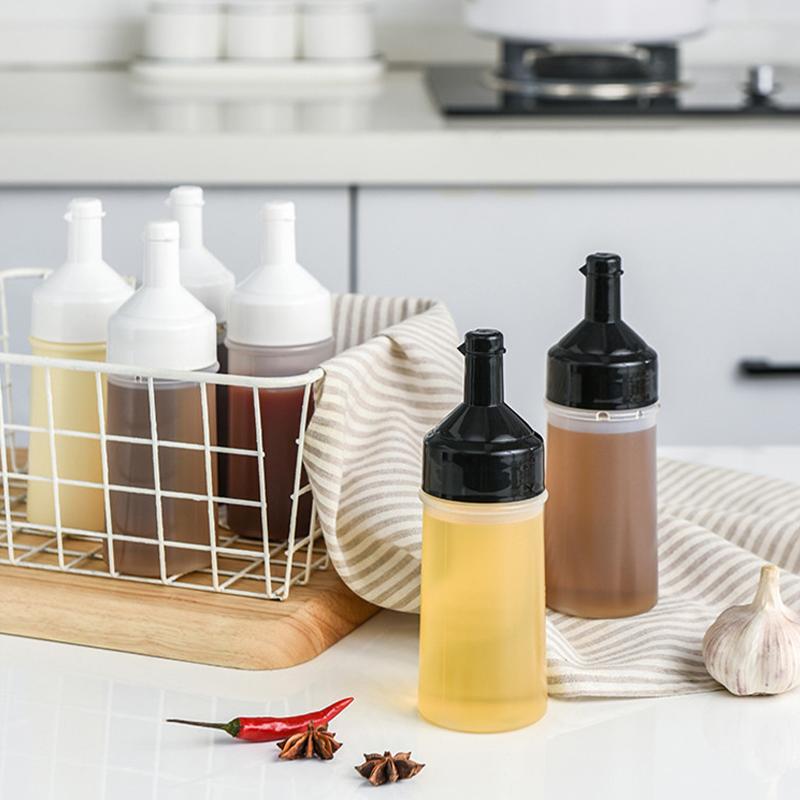 250Ml Kitchen Squeeze Seasoning Bottle With Rack Leak-Proof Condiment Empty Bottles