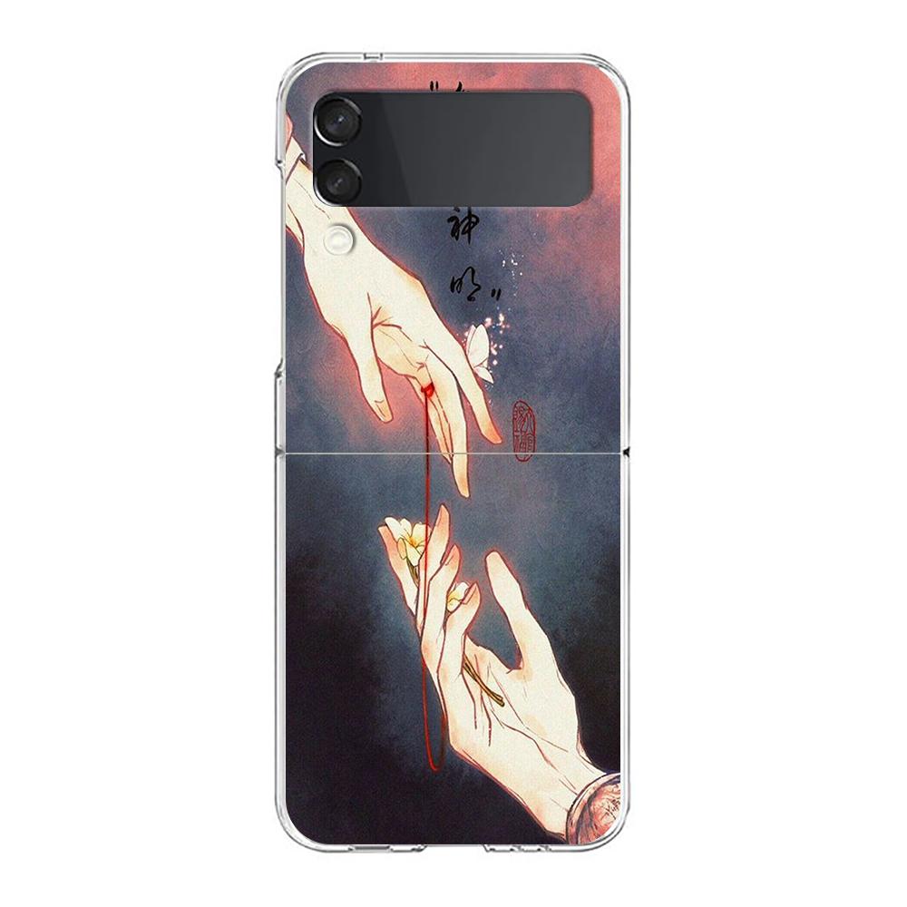 Transparent Phone Case For Samsung Galaxy Z Flip 3 4 5 6 7 Hard Folding PC Z Flip3 Flip4 Cover Heaven Official's Blessing