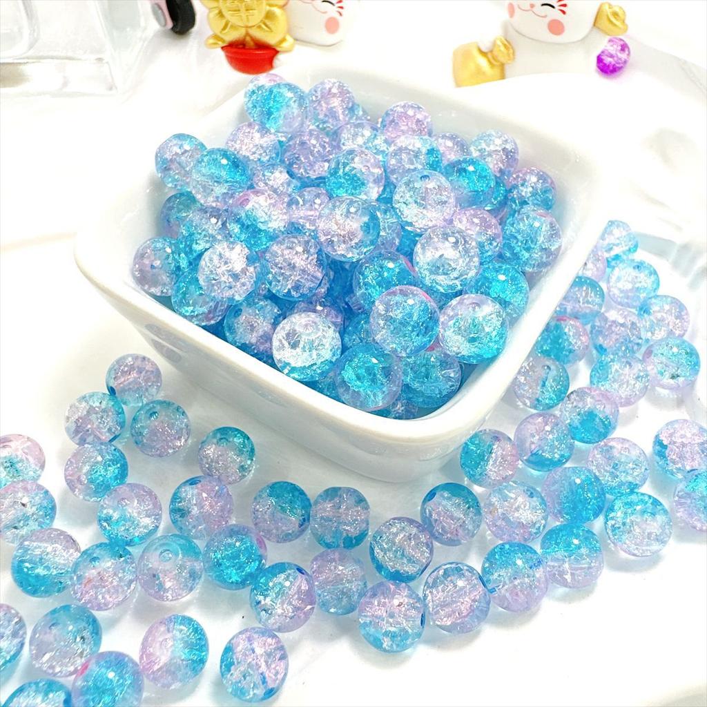 10mm Crackle Glass Round Beads, Loose Spacer Beads DIY Accessories for Bracelet Making 50pcs