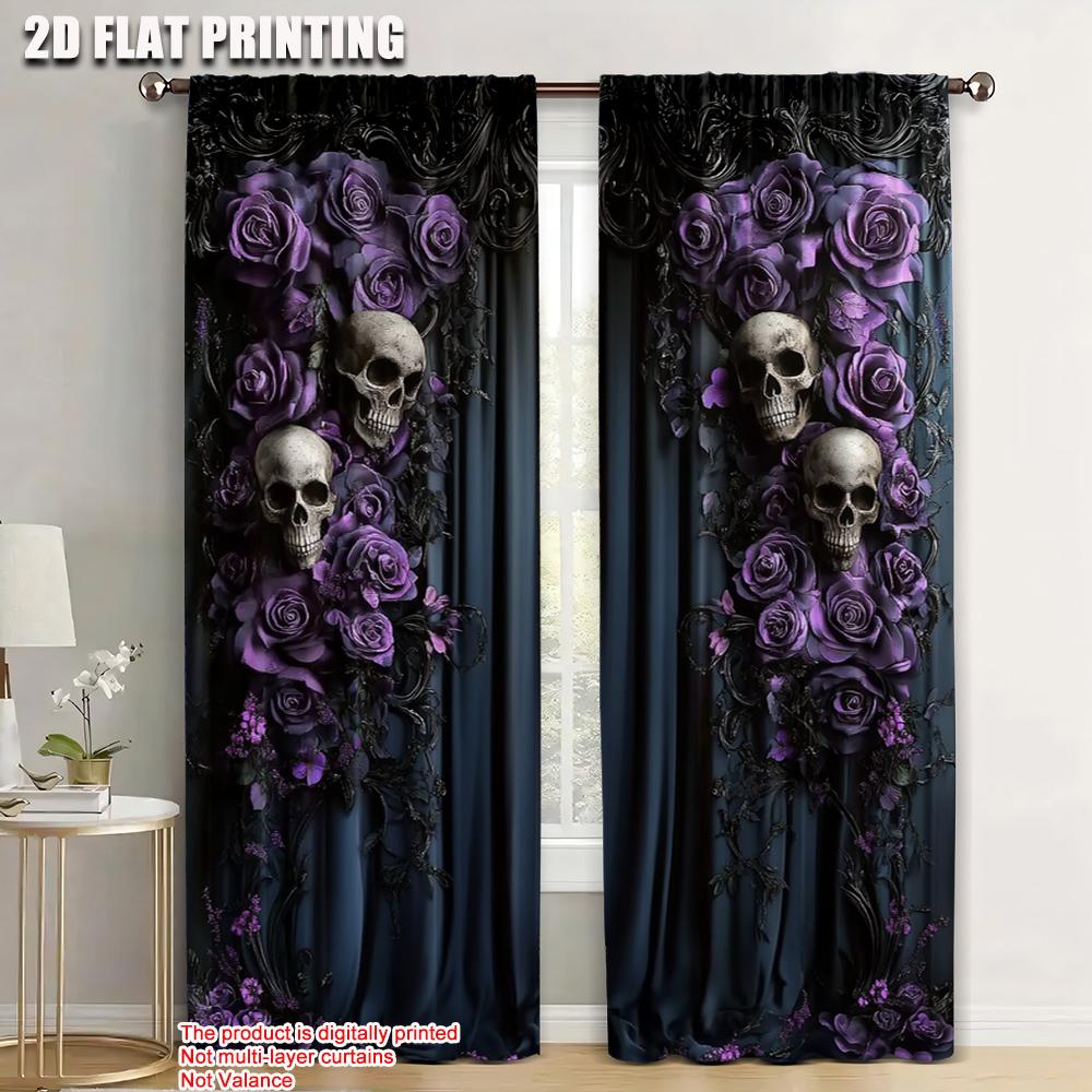 

2pc, Drapes human skeleton Machine Washable Fabric,Without Electricity Wall Decor Suitable for aesthetic room decor 52.50×116.00 CM 2pcs