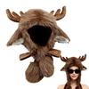 Animal Hats Christmas Reindeer Antlers Headwear Funny Animal Theme Hooded Hats For Cosplay Party Outdoor Skiing Travel Cycling