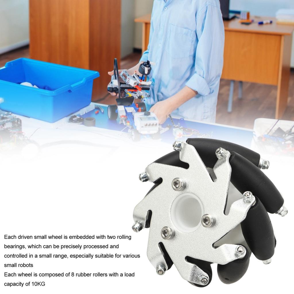 4Pcs 60mm Omnidirectional Wheel Aluminum Alloy Omni Directional Wheel Set 2 Left 2 Right 14159