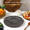 Geteilte Servierplatte Holz Rund Snackplatte Chip- und Dip-Schale mit 5 Fächern für Süßigkeiten Vorspeisen Nüsse Partys