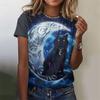 3D Printed Night Cat T-Shirt For Women Colorful Starry Sky Graphic Tees Summer Casual T Shirts Short Sleeves Round Neck Tops