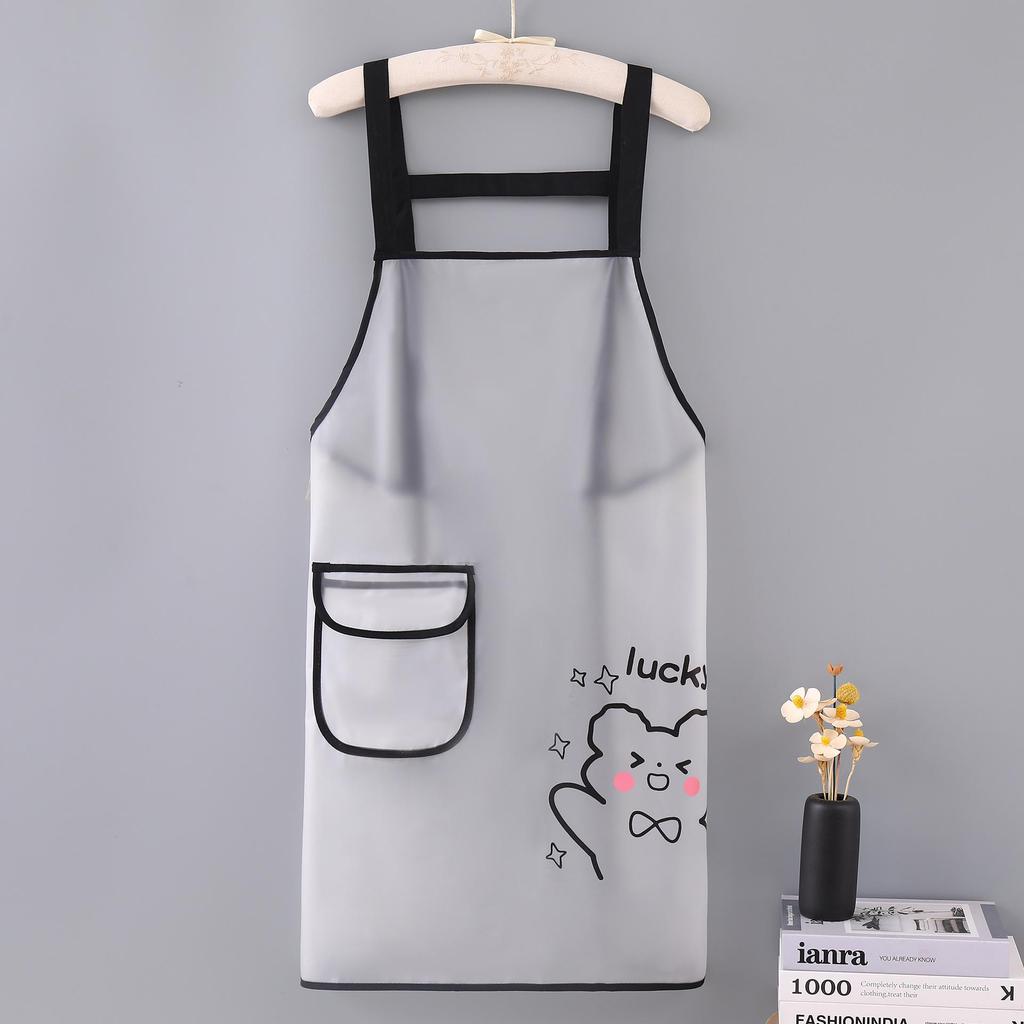 Washable TPU Waterproof Women's Apron: Oil-Proof, Cute Korean/Japanese Style for Kitchen, Hairdressing, and Seafood Preparation.