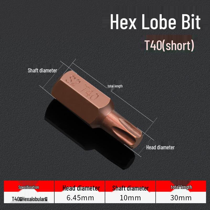 Hexagonal T30 Internal 6-Spline, 12-Point Star Key Socket M10 Tool, T40 Auto Repair.
