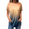 Women's Fashion Casual Round Neck Gradient Printed Short Sleeve Pullover T-Shirt Top