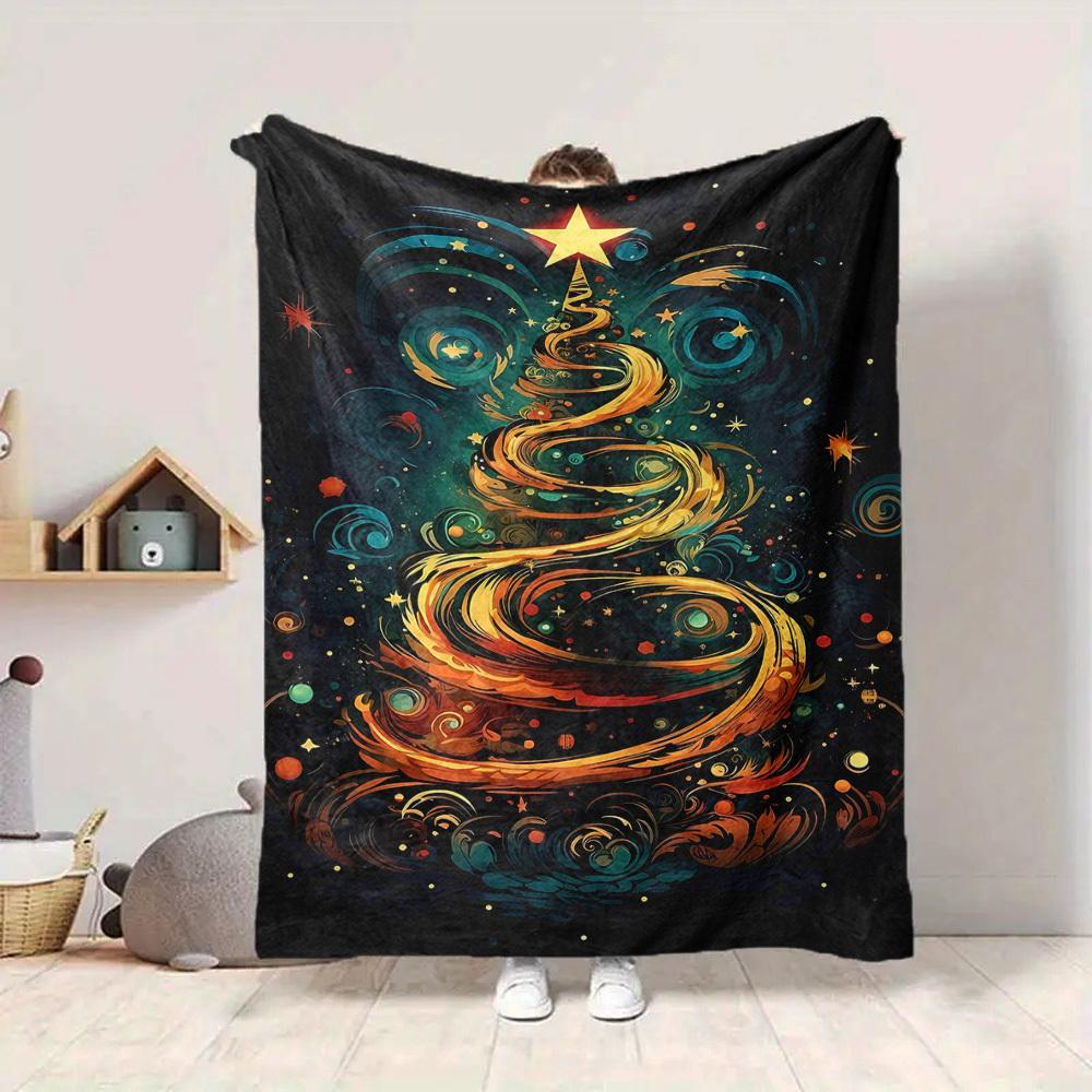 1pc Christmas Tree Blanket, Lightweight Flannel Throw Blanket for Sofa, Bed, Travel, Camping, Living Room, Office, Couch, Chair, and Bed